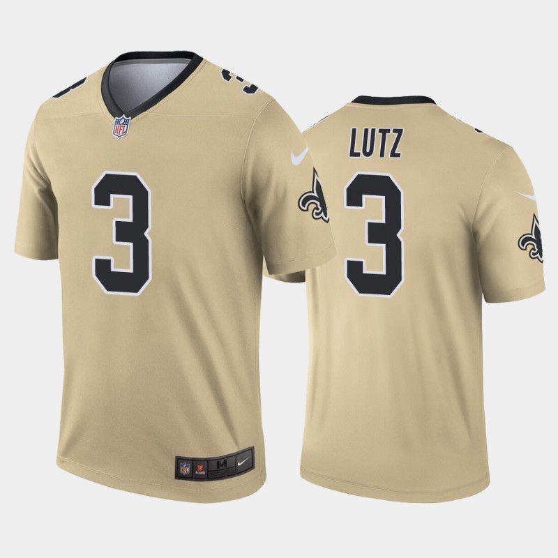 Men New Orleans Saints #3 Wil Lutz Nike Gold Inverted Legend NFL Jersey